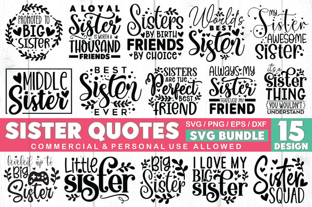 Sister Quotes SVG Bundle SVG Ariyan 