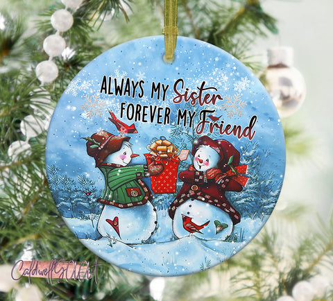 Sister Snowman Always My Sister Ornament PNG, Benelux Christmas Ornament, PNG Instant Download, Xmas Ornament Sublimation Designs Downloads Sublimation CaldwellArt 