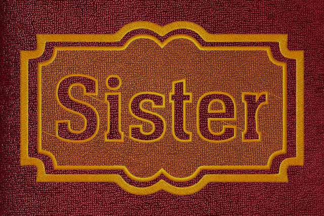 Sister text embossed machine embroidery digital download Embroidery/Applique DESIGNS embroidery-workshop 