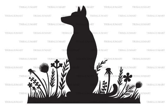 Sitting dog and grass SVG TribaliumArtSF 