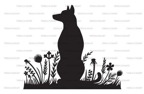 Sitting dog and grass SVG TribaliumArtSF 