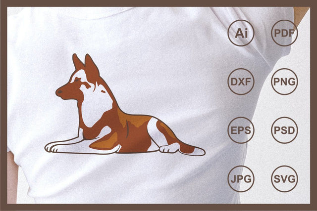 Sitting dog character illustration SVG Leamsign Studio 