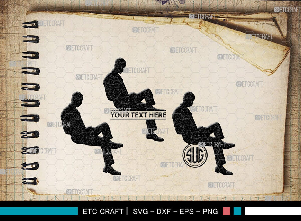 Sitting People Monogram, Sitting People Silhouette, Sitting People SVG ...