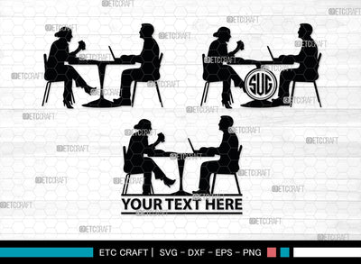 Sitting People Monogram, Sitting People Silhouette, Sitting People SVG, Sitting Men Svg, Sitting Women Svg, SB00406 SVG ETC Craft 
