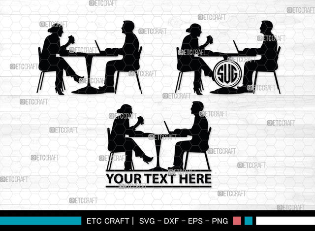 Sitting People Monogram, Sitting People Silhouette, Sitting People SVG, Sitting Men Svg, Sitting Women Svg, SB00406 SVG ETC Craft 