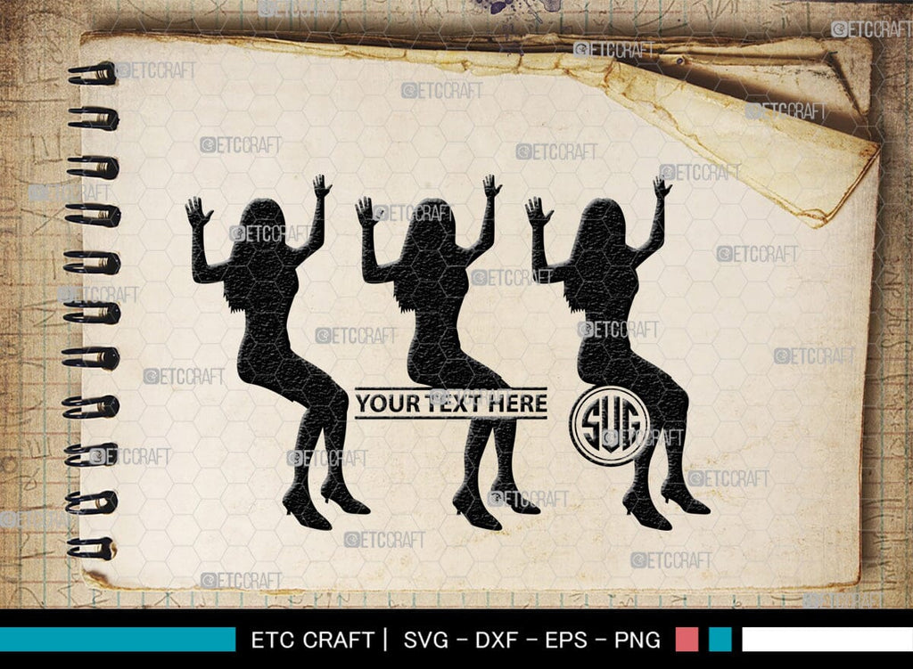 Sitting People Monogram, Sitting People Silhouette, Sitting People SVG ...