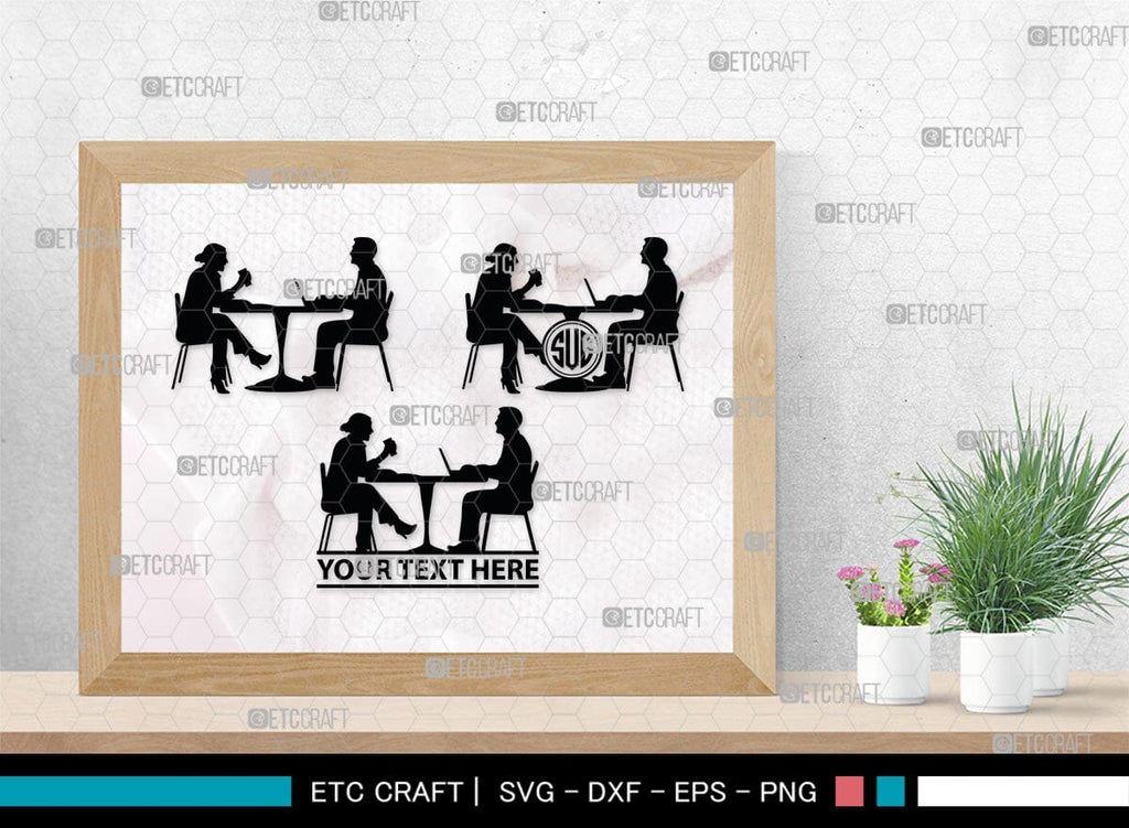 Sitting People Monogram, Sitting People Silhouette, Sitting People SVG ...