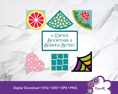 Six Corner Bookmark Border Bundle SVG | Book Lover and Creative's Delight SVG DawnKDesigns 