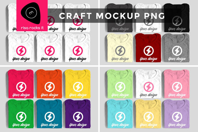 Six Folded Tees Craft PNG Mockup Mock Up Photo Risa Rocks It 