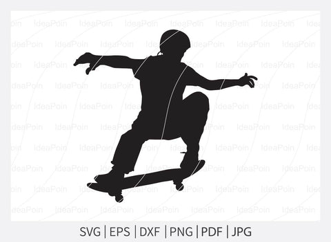 Skateboard svg; Skater Silhouette; Skater Cut File; Skater svg Bundle; Skater Vector; Skateboarding Vector; Dxf; Png; Eps SVG Dinvect 