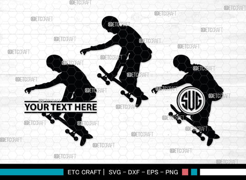 Skateboarding Monogram, Skateboarding Silhouette, Skate Boarding Svg, Skate Border Svg, Sports Svg, SB00127 SVG ETC Craft 