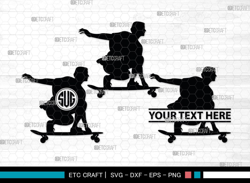 Skateboarding Monogram, Skateboarding Silhouette, Skate Boarding Svg, Skate Border Svg, Sports Svg, SB00127 SVG ETC Craft 