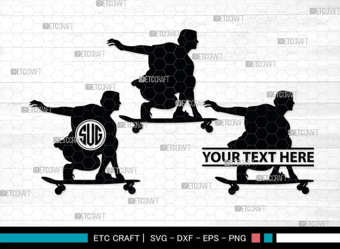 Skateboarding Monogram, Skateboarding Silhouette, Skate Boarding Svg, Skate Border Svg, Sports Svg, SB00127 SVG ETC Craft 