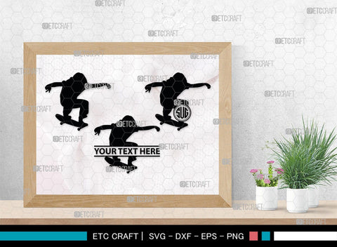 Skateboarding Monogram, Skateboarding Silhouette, Skate Boarding Svg, Skate Border Svg, Sports Svg, SB00127 SVG ETC Craft 