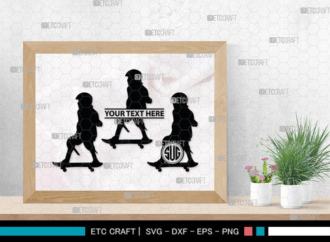 Skateboarding Monogram, Skateboarding Silhouette, Skate Boarding Svg, Skate Border Svg, Sports Svg, SB00127 SVG ETC Craft 