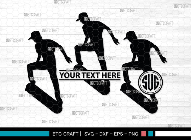 Skateboarding Monogram, Skateboarding Silhouette, Skate Boarding Svg, Skate Border Svg, Sports Svg, SB00127 SVG ETC Craft 