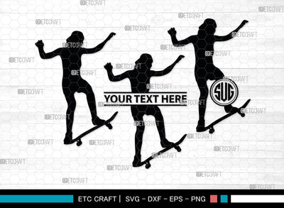 Skateboarding Monogram, Skateboarding Silhouette, Skate Boarding Svg, Skate Border Svg, Sports Svg, SB00127 SVG ETC Craft 