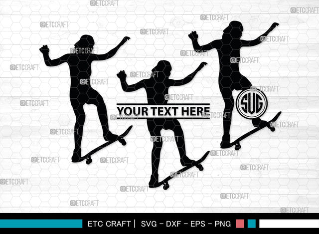 Skateboarding Monogram, Skateboarding Silhouette, Skate Boarding Svg, Skate Border Svg, Sports Svg, SB00127 SVG ETC Craft 