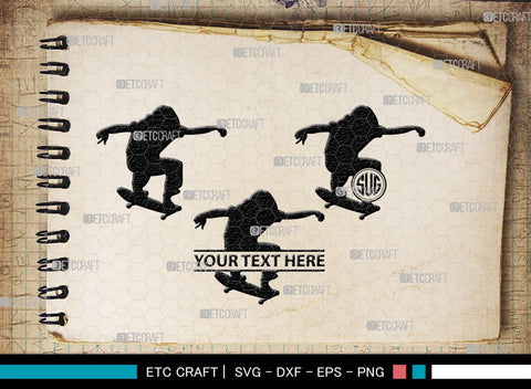 Skateboarding Monogram, Skateboarding Silhouette, Skate Boarding Svg, Skate Border Svg, Sports Svg, SB00127 SVG ETC Craft 