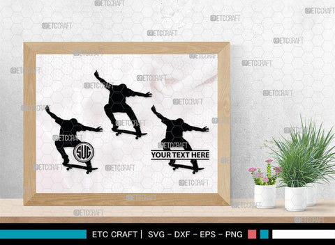 Skateboarding Monogram, Skateboarding Silhouette, Skate Boarding Svg, Skate Border Svg, Sports Svg, SB00127 SVG ETC Craft 