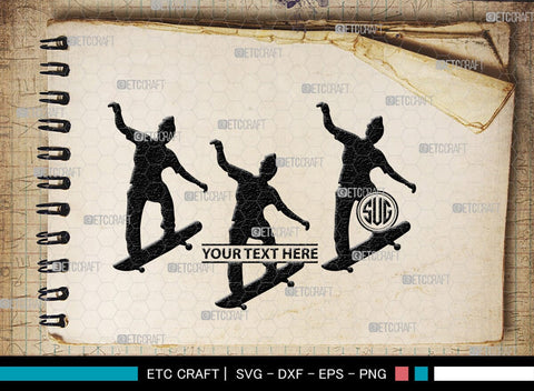 Skateboarding Monogram, Skateboarding Silhouette, Skate Boarding Svg, Skate Border Svg, Sports Svg, SB00127 SVG ETC Craft 