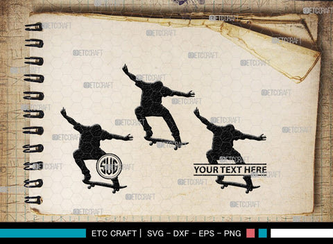 Skateboarding Monogram, Skateboarding Silhouette, Skate Boarding Svg, Skate Border Svg, Sports Svg, SB00127 SVG ETC Craft 