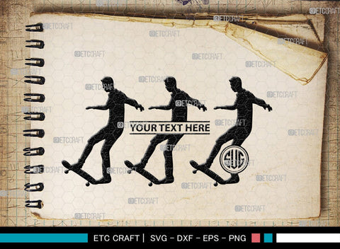 Skateboarding Monogram, Skateboarding Silhouette, Skate Boarding Svg, Skate Border Svg, Sports Svg, SB00127 SVG ETC Craft 