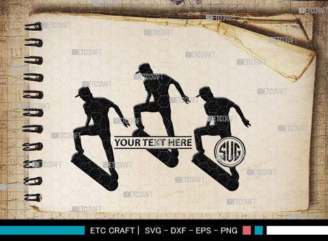 Skateboarding Monogram, Skateboarding Silhouette, Skate Boarding Svg, Skate Border Svg, Sports Svg, SB00127 SVG ETC Craft 