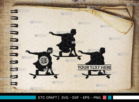 Skateboarding Monogram, Skateboarding Silhouette, Skate Boarding Svg, Skate Border Svg, Sports Svg, SB00127 SVG ETC Craft 