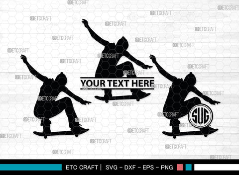 Skateboarding Monogram, Skateboarding Silhouette, Skate Boarding Svg, Skate Border Svg, Sports Svg, SB00127 SVG ETC Craft 