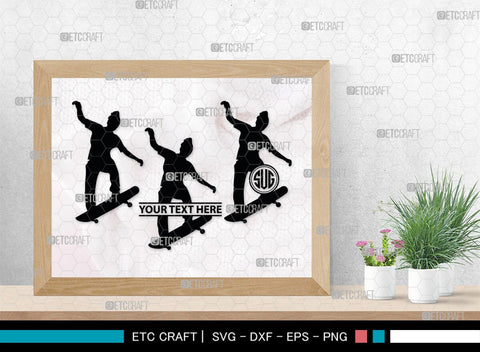 Skateboarding Monogram, Skateboarding Silhouette, Skate Boarding Svg, Skate Border Svg, Sports Svg, SB00127 SVG ETC Craft 
