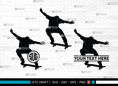 Skateboarding Monogram, Skateboarding Silhouette, Skate Boarding Svg, Skate Border Svg, Sports Svg, SB00127 SVG ETC Craft 