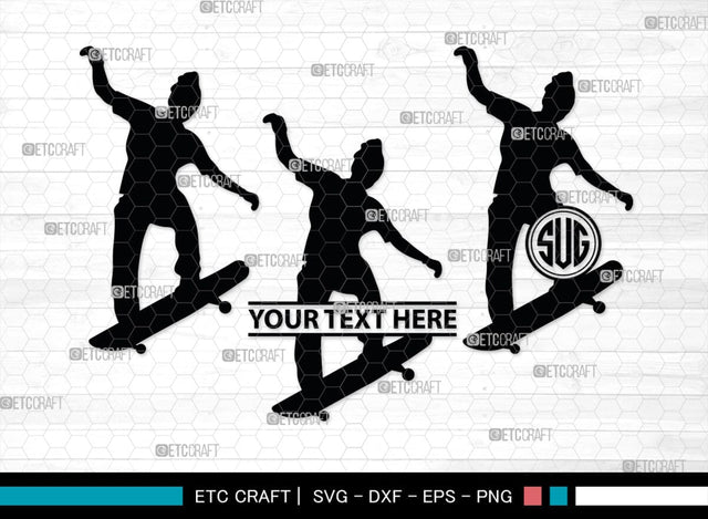Skateboarding Monogram, Skateboarding Silhouette, Skate Boarding Svg, Skate Border Svg, Sports Svg, SB00127 SVG ETC Craft 