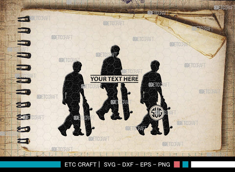 Skateboarding Monogram, Skateboarding Silhouette, Skate Boarding Svg, Skate Border Svg, Sports Svg, SB00127 SVG ETC Craft 