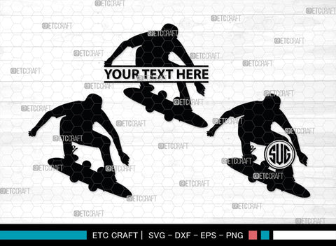 Skateboarding Monogram, Skateboarding Silhouette, Skate Boarding Svg, Skate Border Svg, Sports Svg, SB00127 SVG ETC Craft 