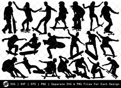 Skateboarding SVG | Skate SVG | Silhouette Bundle | Cut File SVG ETC Craft 