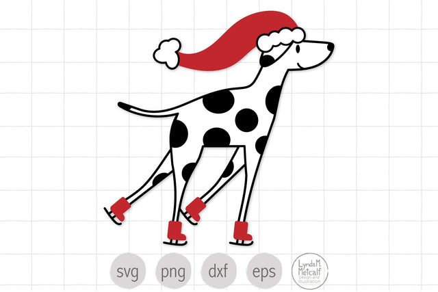 Skating Dog Svg, Winter Dalmatian Svg SVG Lynda M Metcalf 