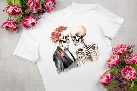 Skeleton Couple Watercolor Sublimation bundle Sublimation Regulrcrative 
