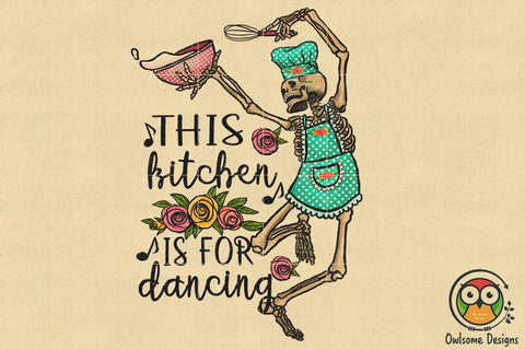 Skeleton Dancing Kitchen Sublimation PNG Sublimation Owlsome.Designs 