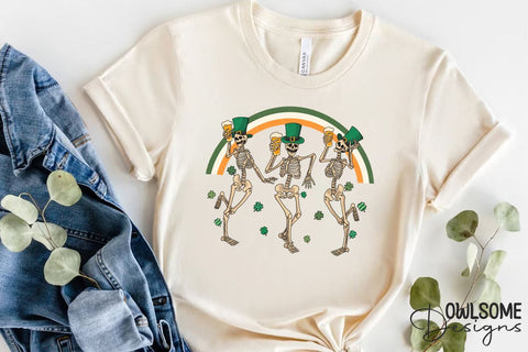 Skeleton Dancing Patricks Day PNG Sublimation Owlsome.Designs 