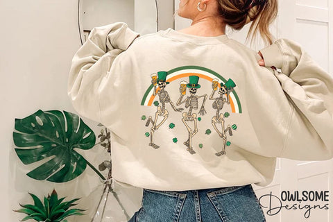 Skeleton Dancing Patricks Day PNG Sublimation Owlsome.Designs 