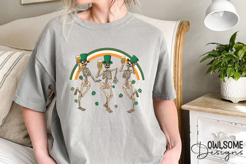 Skeleton Dancing Patricks Day PNG Sublimation Owlsome.Designs 