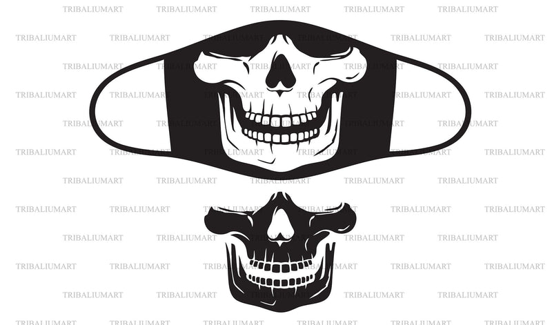 Skeleton Face Mask. Skull Jaw. Cut files for Cricut. Clip Art (eps, svg