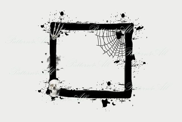 Skeleton Frame, Halloween Frame, Spooky Sublimation PNG, Instant Download, Digital Design Background PNG,Distressed Print Sublimation PNG Sketch DESIGN ArtStudio 
