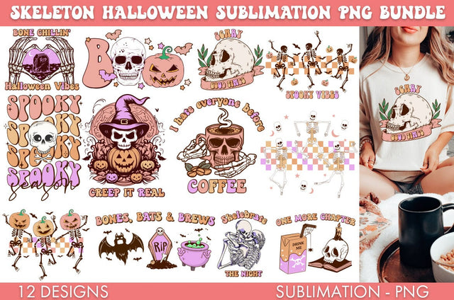Skeleton Halloween Sublimation PNG Bundle Sublimation Freeling Design House 