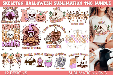 Skeleton Halloween Sublimation PNG Bundle Sublimation Freeling Design House 