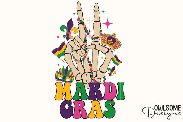 Skeleton Hand Mardi Gras Sublimation Sublimation Owlsome.Designs 