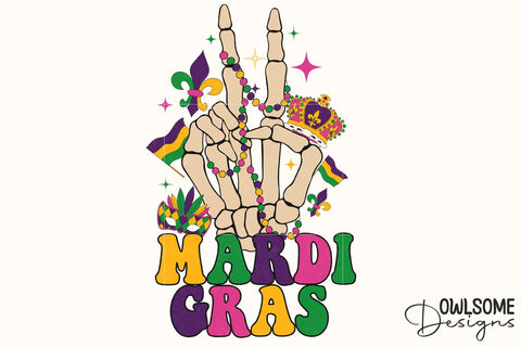 Skeleton Hand Mardi Gras Sublimation Sublimation Owlsome.Designs 