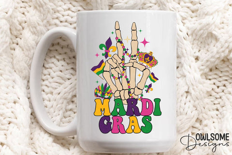 Skeleton Hand Mardi Gras Sublimation Sublimation Owlsome.Designs 