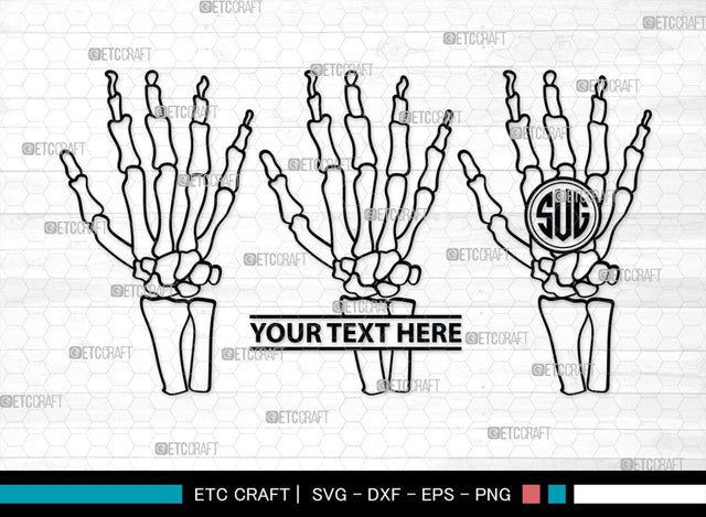 Skeleton Hand Monogram, Skeleton Hand Silhouette, Skeleton Hand SVG, Skeleton Svg, Skeleton Middle Finger Svg, Skeleton Bone Svg, SB00156 SVG ETC Craft 
